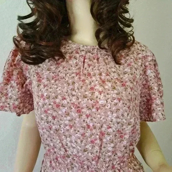 FLORAL DRESS WISHLIST DITSY HANDKERCHIEF MAUVE MEDIUM - Picture 3 of 11